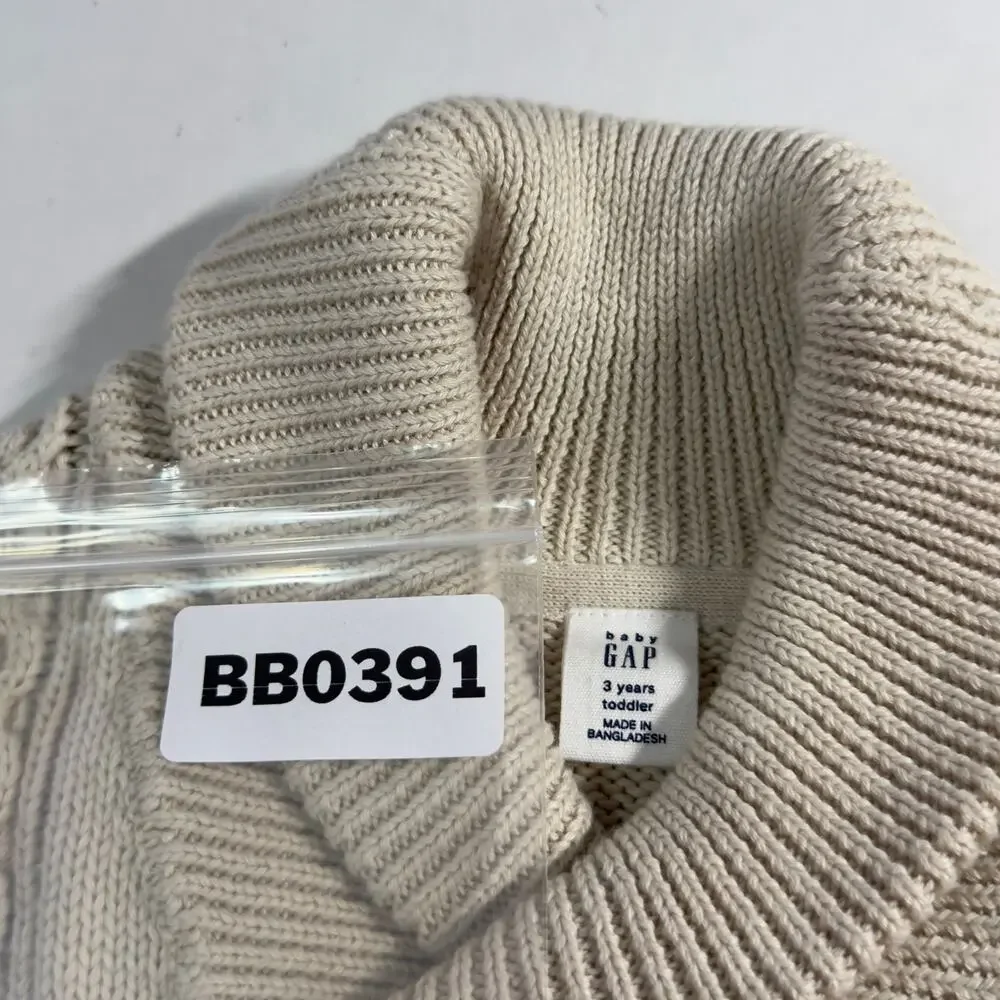 babyGap 3 Years NEW Cable Knit Collared Sweater Cream Tan Shawl Grandpa